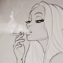 Girl Blowing Animated Smoke GIF