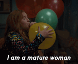 Girl Blowing Balloon Saying She's Matured GIF
