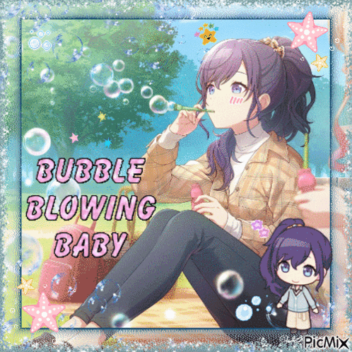 Girl Blowing Soap Bubbles GIF