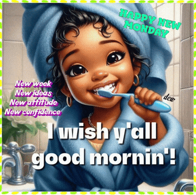Girl Brushing Teeth Happy New Monday GIF
