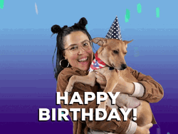 Girl Carrying Dog Dancing Happy Birthday GIF