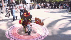 Girl Cosplaying Megumin With Explosion Effects