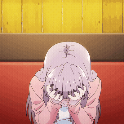 Girl Covering Face In Front Of Yellow Wooden Wall GIF