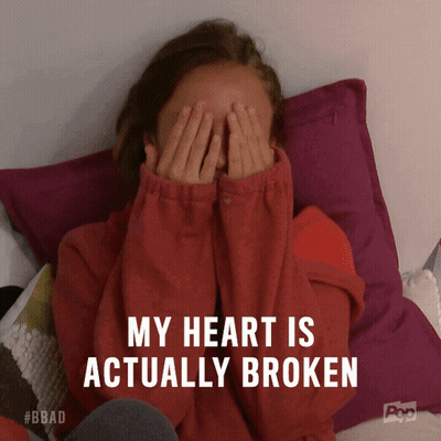 Girl Covering Face With Broken Heart GIF