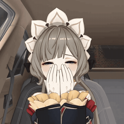 Girl Covering Face With Hands Holding Book GIF