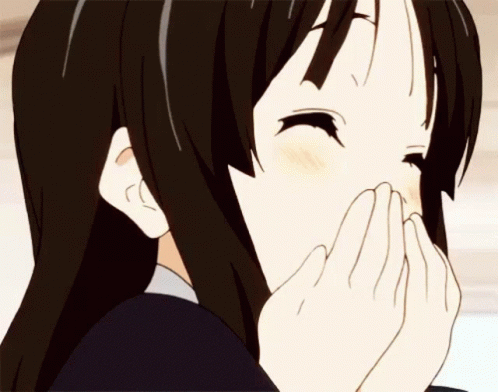 Girl Covering Face With Hands Smiling GIF
