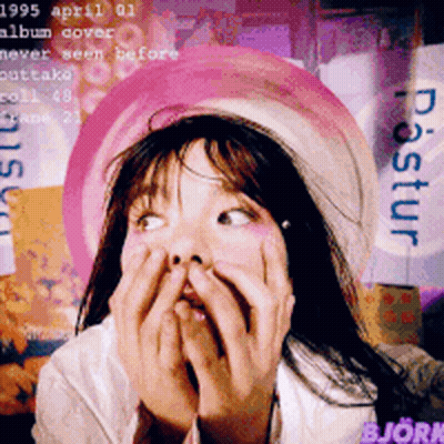 Girl Covering Mouth 1995 April 01 Album Cover GIF
