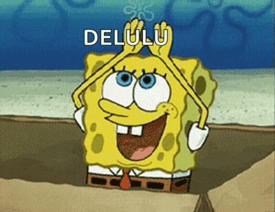 Girl Crying With Delulu Caption GIF