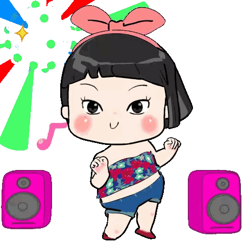 Girl Dancing In Front Of Pink Speaker Sticker