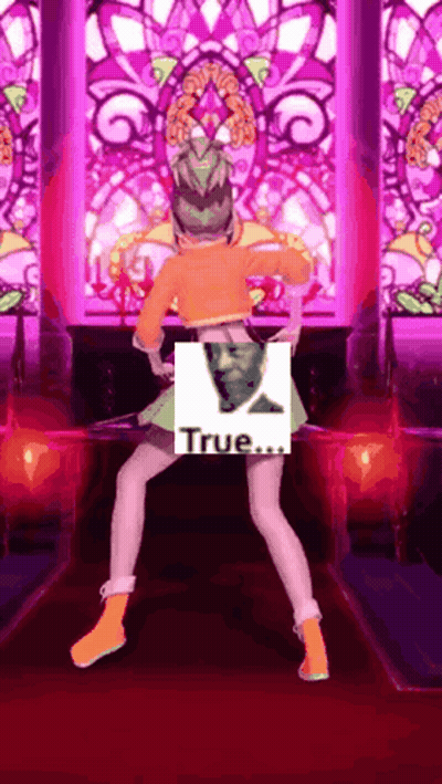 Girl Dancing In Front Of Stained Glass Window With Franklin D. Roosevelt GIF