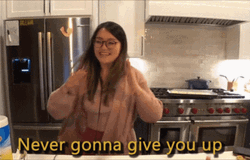 Girl Dancing In Kitchen Never Gonna Give You Up  GIF