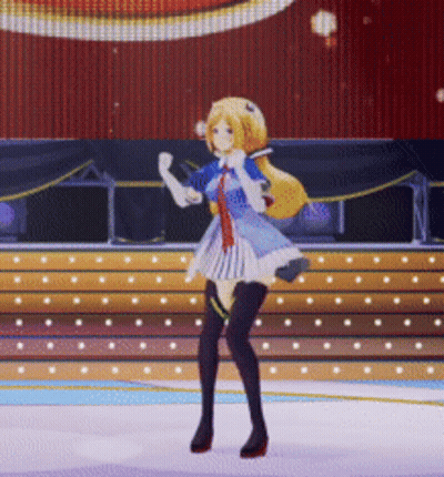 Girl Dancing On Stage With Red Curtain GIF