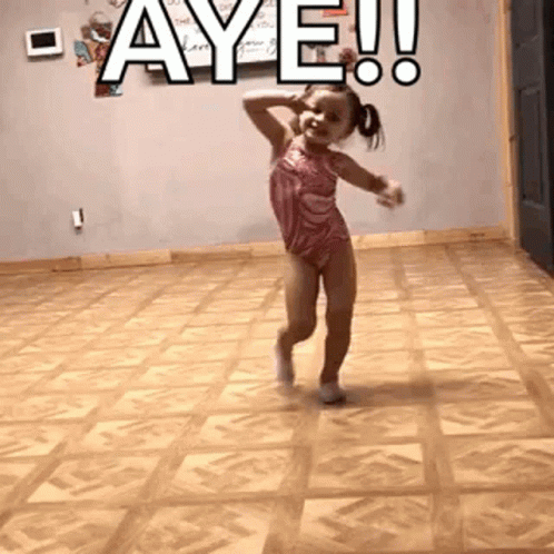 Girl Dancing On Wooden Floor With Aye GIF