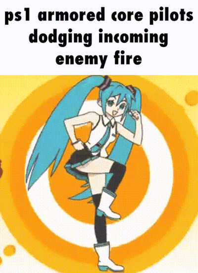 Girl Dancing PS1 Armored Core Pilots Dodging Incoming Enemy Fire GIF