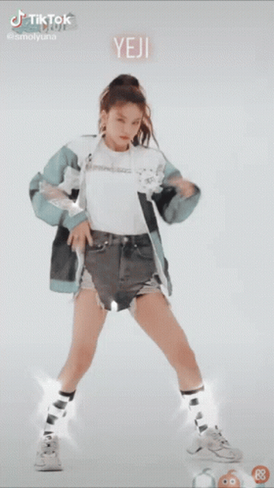 Girl Dancing With Chaeryeong On Screen GIF