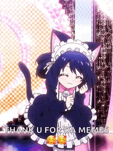 Girl Dressed As Cat Holding Microphone Thank You For Da Memes GIF