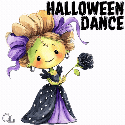 Girl Dressed As Zombie Holding Black Rose Halloween Dance GIF
