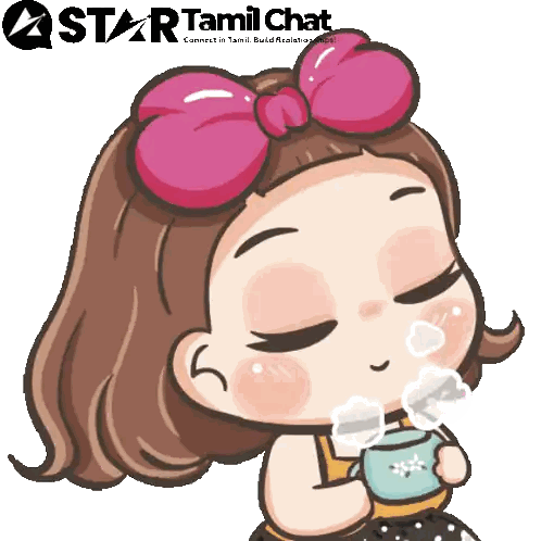 Girl Drinking Hot Steam From Cup Sticker