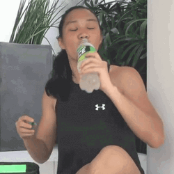 Girl Drinking Water On A Bottle GIF