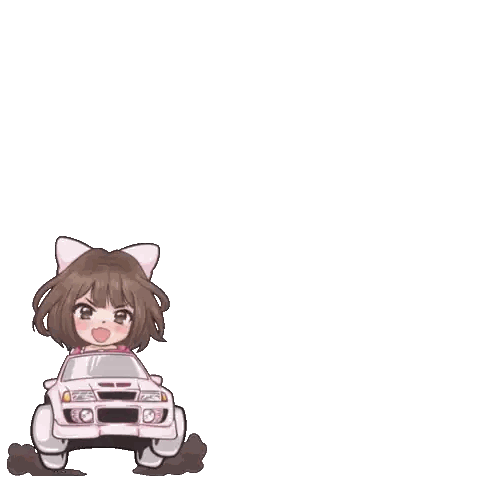 Girl Driving Pink Car Sticker
