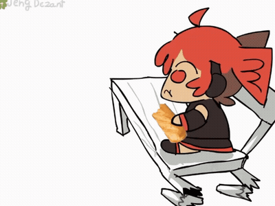 Girl Eating Croissant In Chair Jeng Dezant GIF