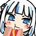 Girl Eating Hot Dog With Shark Hat Sticker