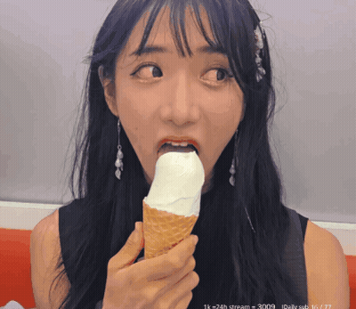 Girl Eating Ice Cream Cone With 1K And 24H GIF