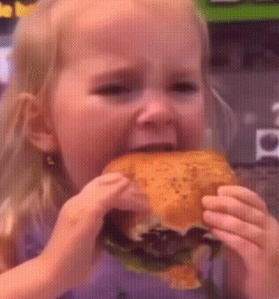 Girl Eating Large Hamburger GIF