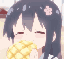Girl Eating Melon Pan GIF