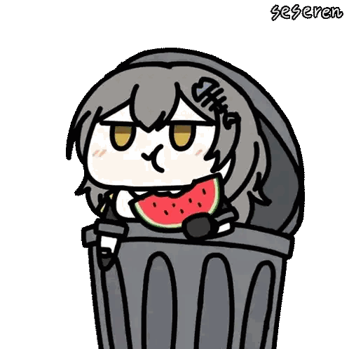 Girl Eating Watermelon In Trash Sticker