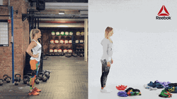 Girl Exercise Synchronize Lunge GIF