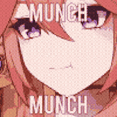 Girl Face With Munch Munch Text GIF