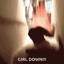 Girl Falling Down On Stairs GIF