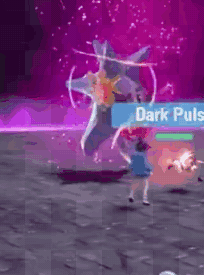 Girl Fighting Monster With Dark Pulse Ability GIF