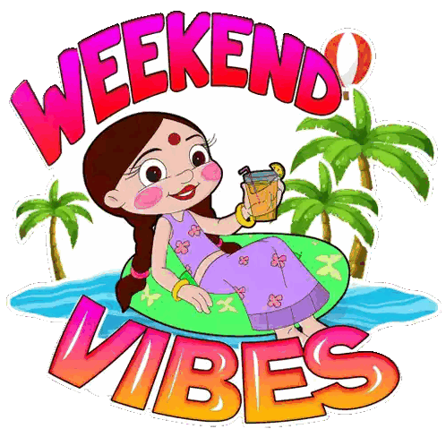 Girl Floating On Raft Weekend Vibes Sticker