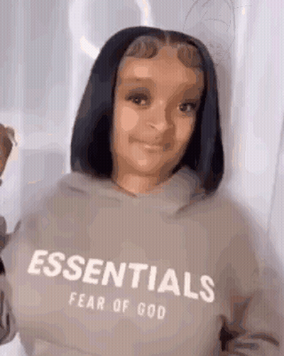 Girl Funny Face Essentials Fear Of God Hoodie GIF