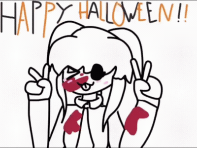 Girl Giving Peace Sign Happy Halloween GIF