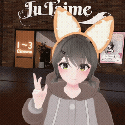 Girl Giving Peace Sign In Front Of 1 ~ 3 Cinema Sign GIF