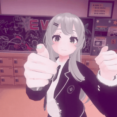 Girl Giving Thumbs Up In Front Of Blackboard Saying EV GIF