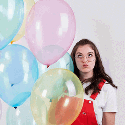 Girl Glasses Balloons GIF