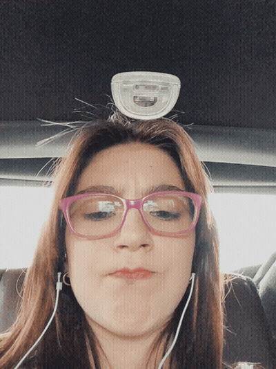Girl Glasses Ear Buds Light On Head GIF