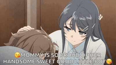 Girl Hand On Boy's Head Says Mommy Proud GIF