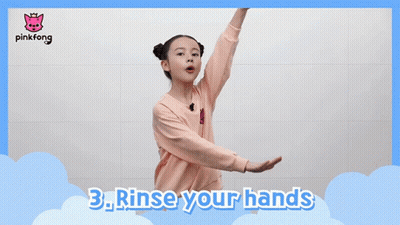 Girl Hands Up Saying Rinse Your Hands GIF