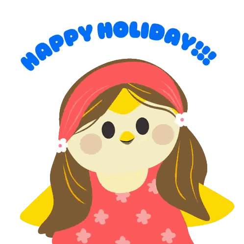 Girl Happy Holiday Cartoon Sticker