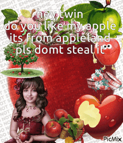 Girl Holding Apple Saying Heytwin Do You Like My Apple GIF