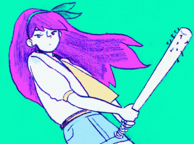 Girl Holding Baseball Bat GIF