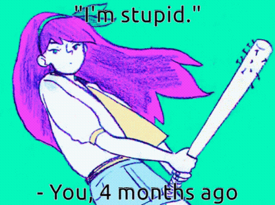 Girl Holding Baseball Bat Saying I'm Stupid GIF