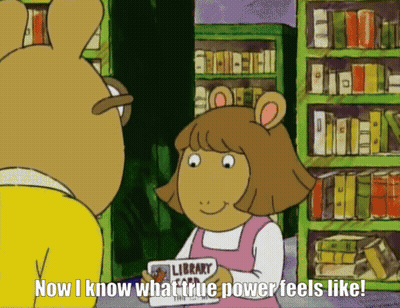 Girl Holding Book Saying Library GIF