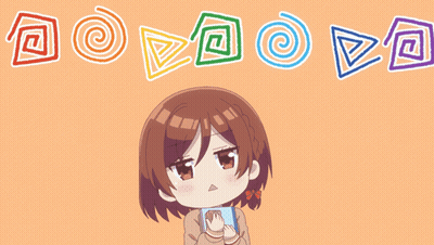 Girl Holding Book With Rainbow Swirl GIF