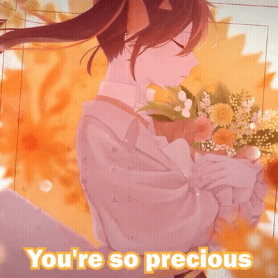 Girl Holding Bouquet Saying You're So Precious GIF